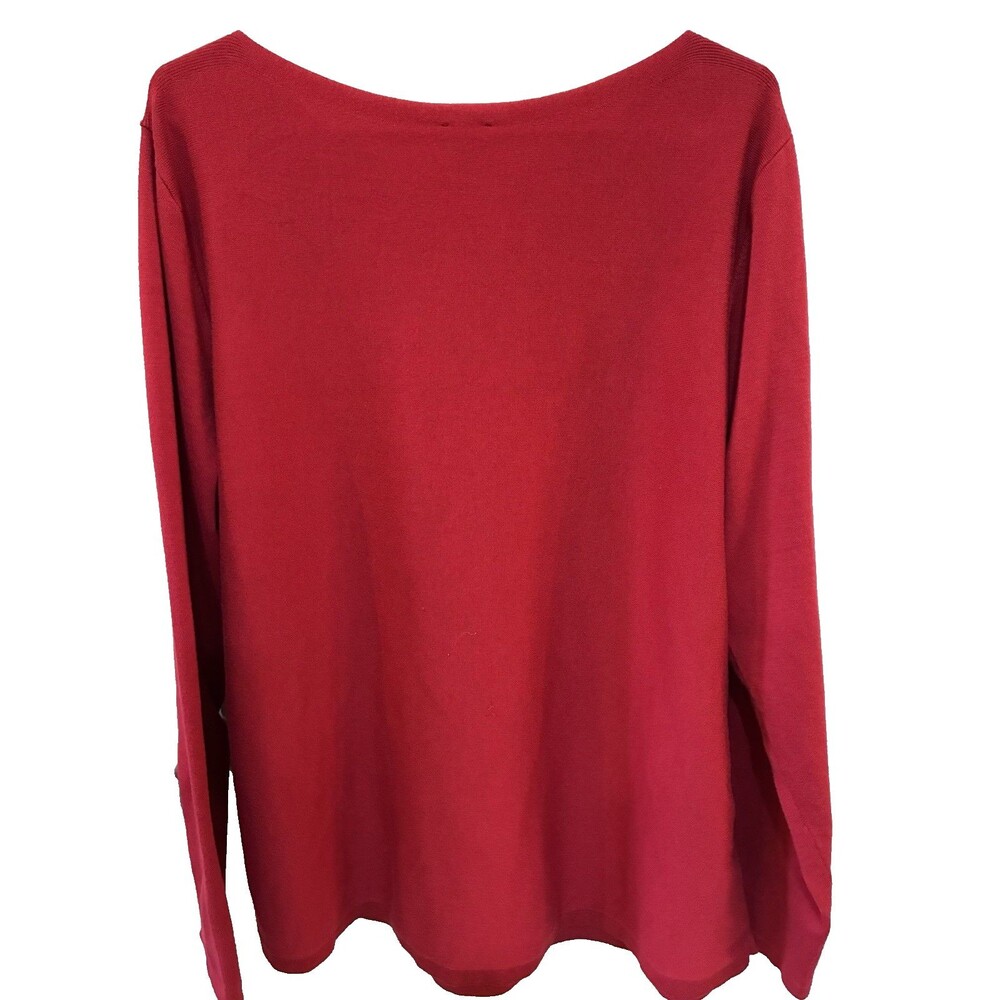 Chico's Red Sweater Tunic Size 4 (XXL) Lightweight Boat Neck Long Sleeve - Picture 6 of 6